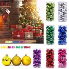 24 Peças Decoração De Bolas De Natal Enfeites De Festa Coloridos Decorações Para Casa JZTH