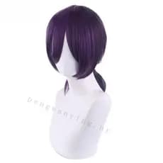 Peruca de Cosplay Motosserra Man Reze, Peruca de Cabelo Sintético com Rabo de Cavalo Roxo, Perucas para Role Play e Fest