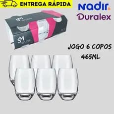 Jogo 6 Copos Luxo Suco Agua Refrigerante Aruba Transparente 465ml