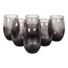 Jogo 6 Copos Luxo Suco Agua Refrigerante Aruba Fumê 465ml