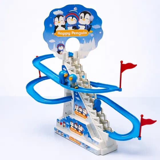Brinquedo Pinguim Escorrega Pista Musical Escada Com Luzes