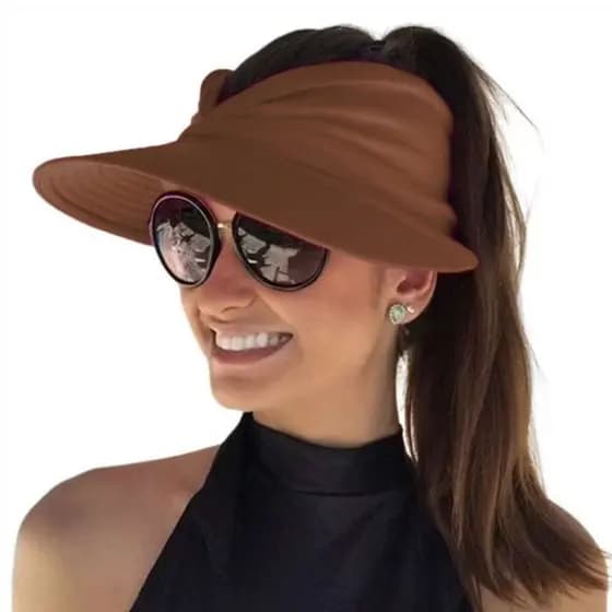 Viseira de Praia Turbante Elegante Proteção Solar UV Esporte Clube Piscina Chapeu de Praia Feminino Multiusos