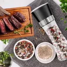 Kit 1-2 Moedor De Temperos Especiarias Pimenta Sal Em Vidro
