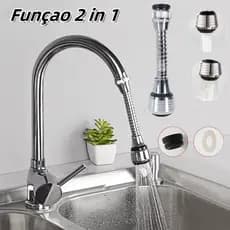 Extensor De Torneira Flexível para Pia Cozinha Adaptador 24MM Giro 360° Arejador/Economiza Agua Inox