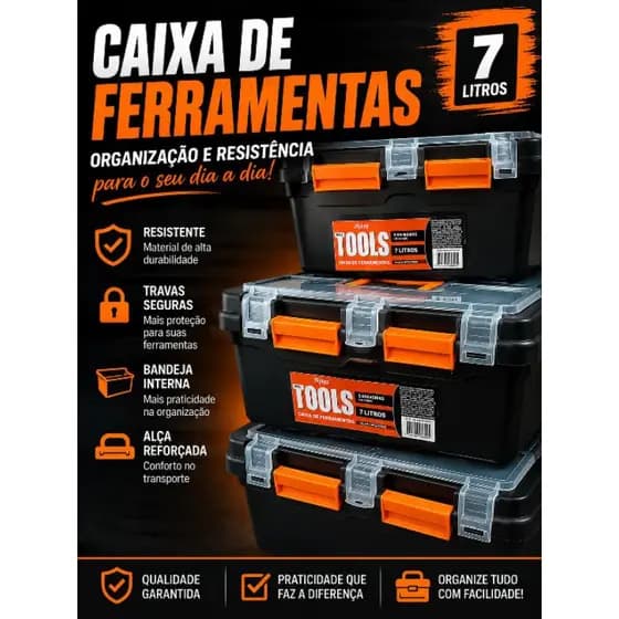 Caixa de Ferramentas Multiuso - Resistente, Compacta e com Alça para Transporte Fácil