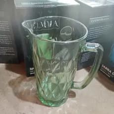 Jarra de Vidro Diamond Verde  1200ml - Elegância e Sofisticação com Relevo e Base Redonda