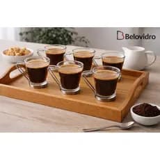 Conjunto 06 Xícaras Com base/ Alça Inox 230ml