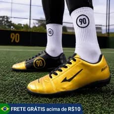 Chuteira Society MARRA 90 Total Confortável Costurada Resistente com Trava Grama Sintética Brasil
