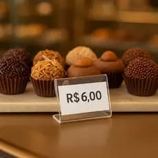 Kit Displays Acrílicos 5x3cm Porta Preço para Buffet e Vitrine
