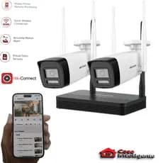 Kit Wi-Fi Hikvision Easy Link Nvs + 2 câmeras Bullet de 2 Megas