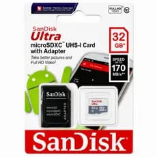 Cartão Memória Micro Sd Ultra 32gb Sandisk 170mb/s Classe 10 Adaptador SD