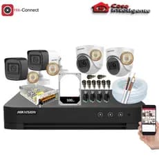 Kit Hikvision 2 Cameras Bullet C/ Audio + 2 Cameras Dome Full HD C/Audio Dvr 4 Canais + HD 500gb