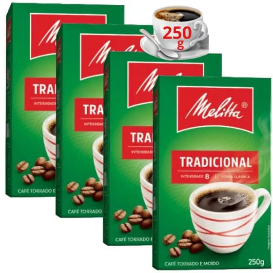 Café vácuo 250g Melitta Tradicional ou Extraforte Torado e Moido Saboroso Brasileiro da Manha