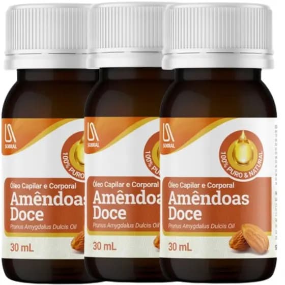 Óleo Amêndoas 30ml Doce Sobral 100% Puro E Natural Corpo Cabelo Hidratação Organico