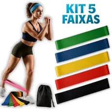 Kit 5 Faixas Elásticas Mini Band Para Exercícios Fisioterapia Pilates Academia Thera Band Elástica