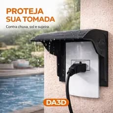 Protetor Tomada Externa Chuva Sol Capa Parede 4x2 Água Segurança Elétrica Residencial