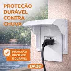 Capa Protetora Tomada Externa 4x2 Branca Chuva Sol Água Caixa Parede Segurança Elétrica