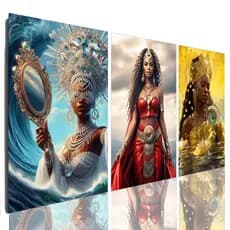 Quadro Decorativo Orixás Iemanjá Oxum e Iansã Mosaico Sala Grande Envio Rápido Pronta Entrega
