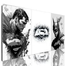 Quadro Decorativo Mosaico Batman Vs Super Man Sala Grande