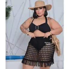 Saida de praia Saia plus size com franja saida de praia feminina plus size