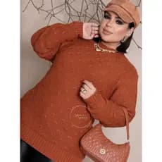 Blusa de frio Plus size trico Blusa de frio de laço feminina.
