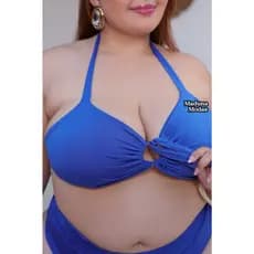 Biquini plus size Lua liso com detalhe no busto conjunto biquini plus com bojo e forro biquini plus feminino moda verão