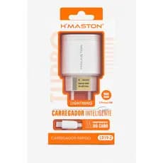 Carregador H'Maston para Iphone com duas entradas USB de Carregamento Rápido - LR19-2