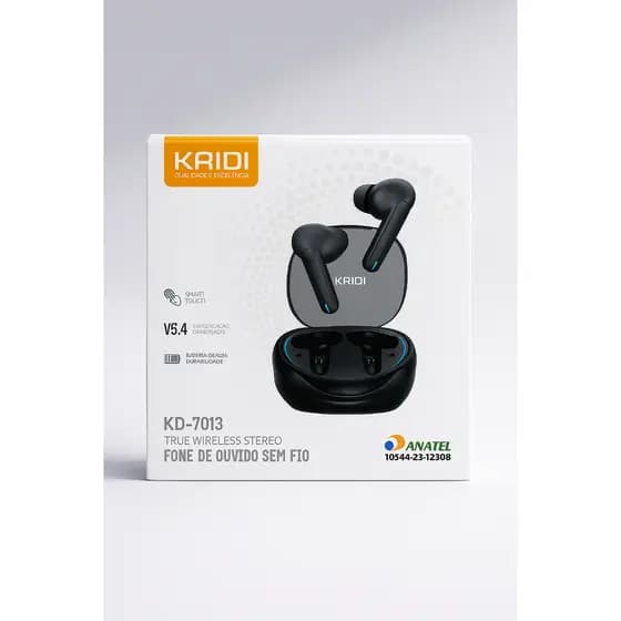 Fone de Ouvido Bluetooth KAIDI KD-7013 na Cor BRANCA – Original | Som Potente | Touch | Bateria de Longa Duração