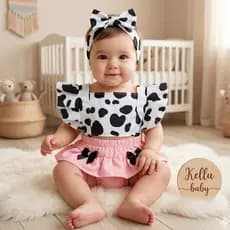 Vaquinha Romper jardineira mesversario menina vaquinha body temático bebê safari