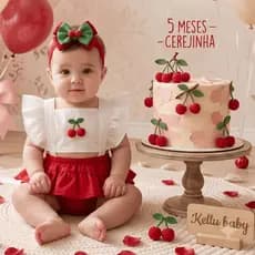 Romper Bebê Menina infantil Cerejinha cereja 0 a 9 meses Salope