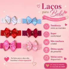Faixa para Bebê renda com Laço Luxo | Faixinha Infantil Macia e Confortável | Faixa de Cabelo para Bebê RN cores