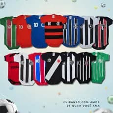 Body bebê times mesversario tematico promoção