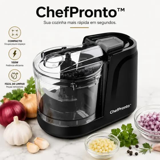 Mini Processador Elétrico 100W 350ml Triturador de Alimentos Compacto para Alho Cebola Temperos 127V Preto