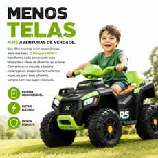 Quadriciclo com Motor Elétrico Infantil 6V com Bateria Recarregável Design Off-Road Verde Até 25kg