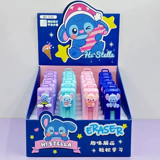Borracha Retrátil Lilo Stitch Angel Criativa Fofa Kawaii Presente