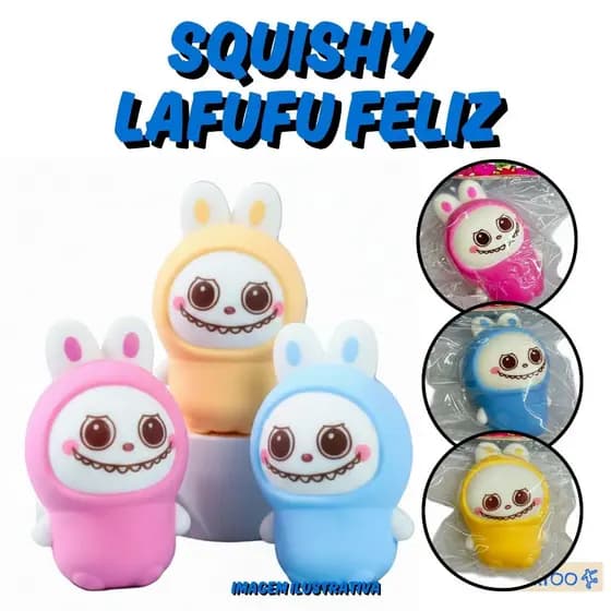Squishy Lafufu Feliz Mochi Fofo de Apertar Brinquedo Sensorial Antiestresse Colecionável Soft Presente Criativo