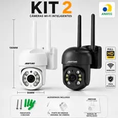 Kit 2 Câmeras WiFi PTZ 1080P JORTAN Visão Noturna Colorida YOOSEE