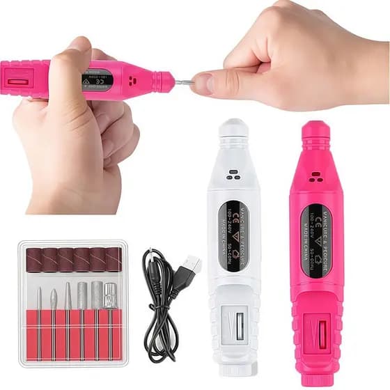 Kit Lixadeira Elétrica de Unhas Manicure e Pedicure com Brocas Polidor 110V-220V