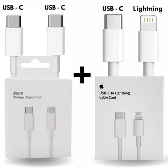 Cabo Lightning para iphone  mais cabo Usb Tipo C carregamento Rápido E transferencia de Dados