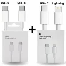 Cabo Lightning para iphone  mais cabo Usb Tipo C carregamento Rápido E transferencia de Dados