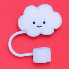 Tampa para Canudo Nuvem Silicone Macio Infantil Adulto cor Branco