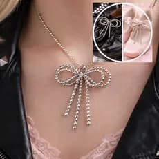 Laço de Pérolas para Cadarço Prata – Par Decorativo