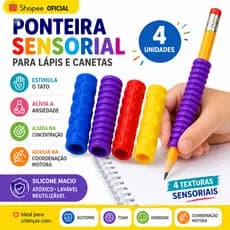 KIT 4 Ponteira Sensorial Infantil para Lápis