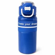 Garrafa Térmica 650ml Inox Moderna Com Trava Antivazamento Azul Bic