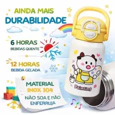 Garrafa Térmica Infantil 400ml Com Alça Estampa Fofa