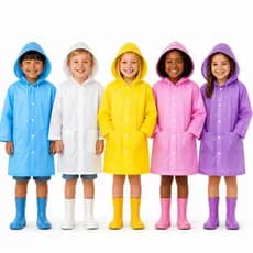 Capa De Chuva Infantil Impermeável EVA Colorida Reutilizável Com Capuz Escola Lazer Unissex