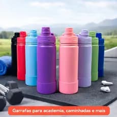Garrafa Térmica Inox 600ml com Base de Silicone – Prática e Resistente