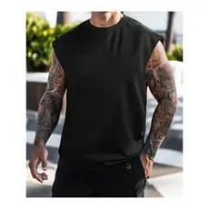 Regata Oversized Machão Streetwear Casual Básica Em Algodão Lisa