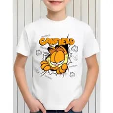 Camiseta Infantil Garfield 100% Algodão 30.1 Camiseta Blusa Roupa