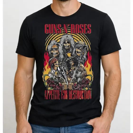 Camiseta Rock Classicos Banda Guns Blusa Masculina Rock and Roll Variado